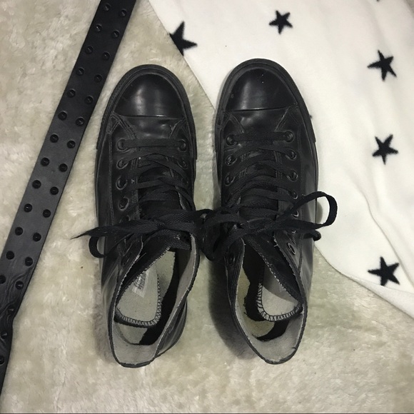 black rubber converse high tops